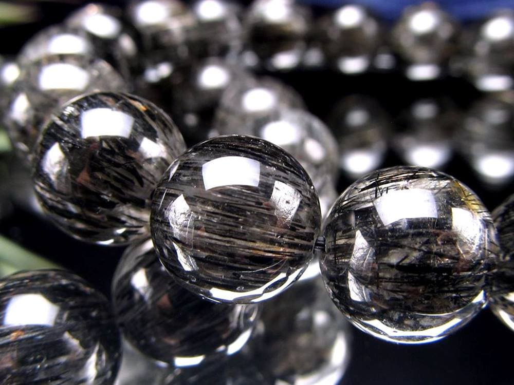 ブラックルチルクォーツ ブレスレット ブラックトルマリン 黒針 最強勝ち運