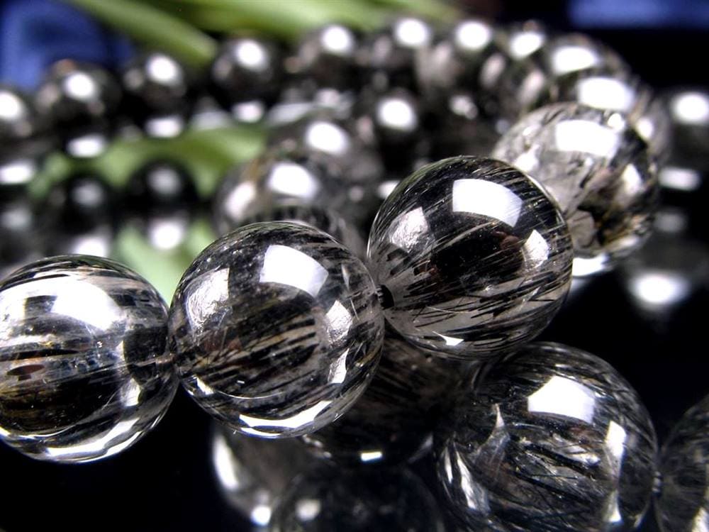 ブラックルチルクォーツ ブレスレット ブラックトルマリン 黒針 最強勝ち運