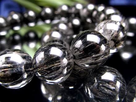 ブラックルチルクォーツ ブレスレット ブラックトルマリン 黒針 最強勝ち運