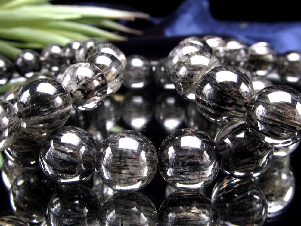 ブラックルチルクォーツ ブレスレット ブラックトルマリン 黒針 最強勝ち運