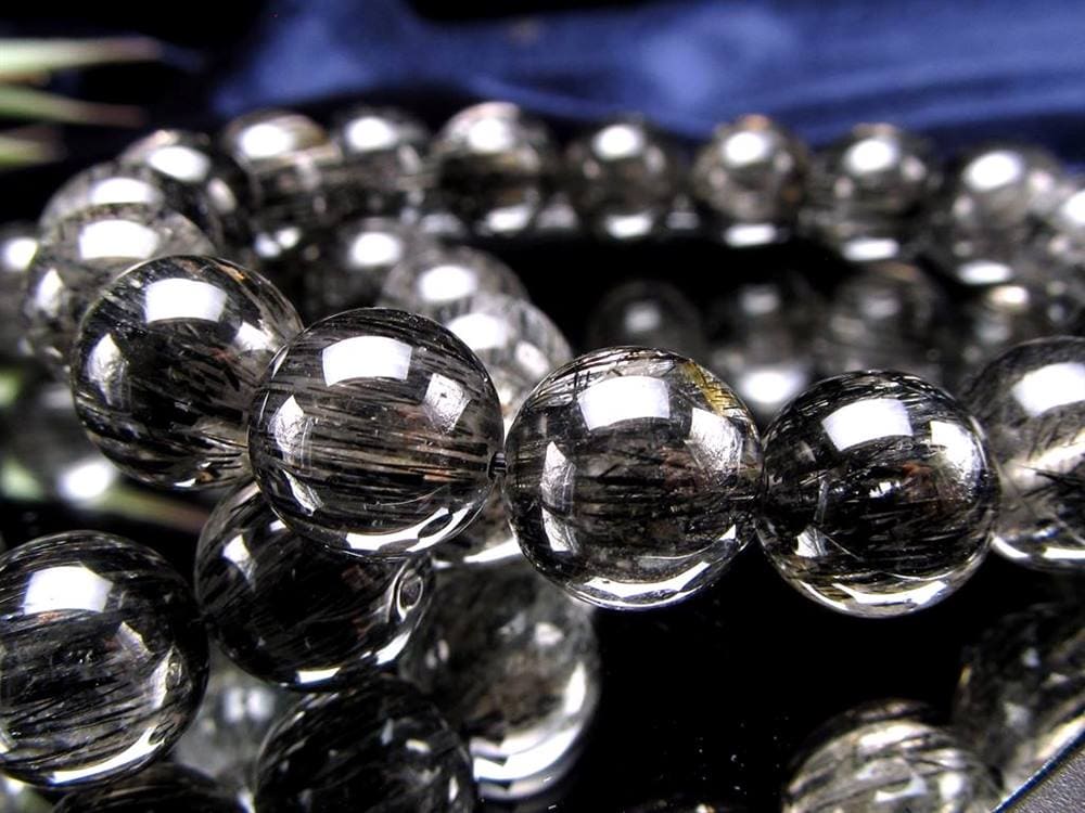 ブラックルチルクォーツ ブレスレット ブラックトルマリン 黒針 最強勝ち運