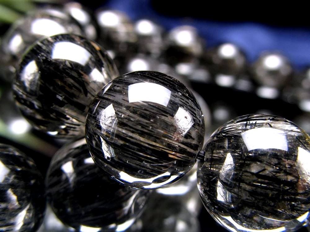 ブラックルチルクォーツ ブレスレット ブラックトルマリン 黒針 最強勝ち運