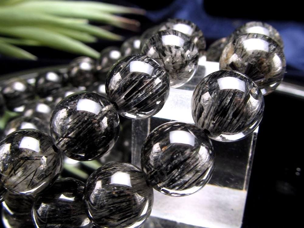 ブラックルチルクォーツ ブレスレット ブラックトルマリン 黒針 最強勝ち運