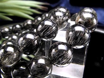 ブラックルチルクォーツ ブレスレット ブラックトルマリン 黒針 最強勝ち運