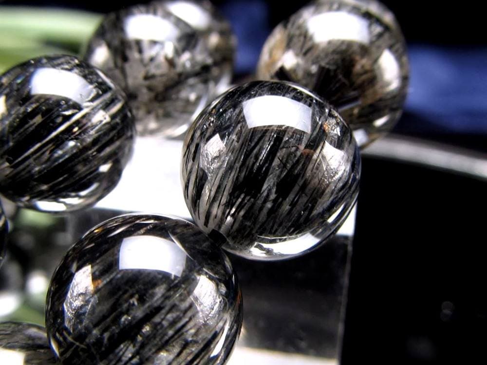 ブラックルチルクォーツ ブレスレット ブラックトルマリン 黒針 最強勝ち運