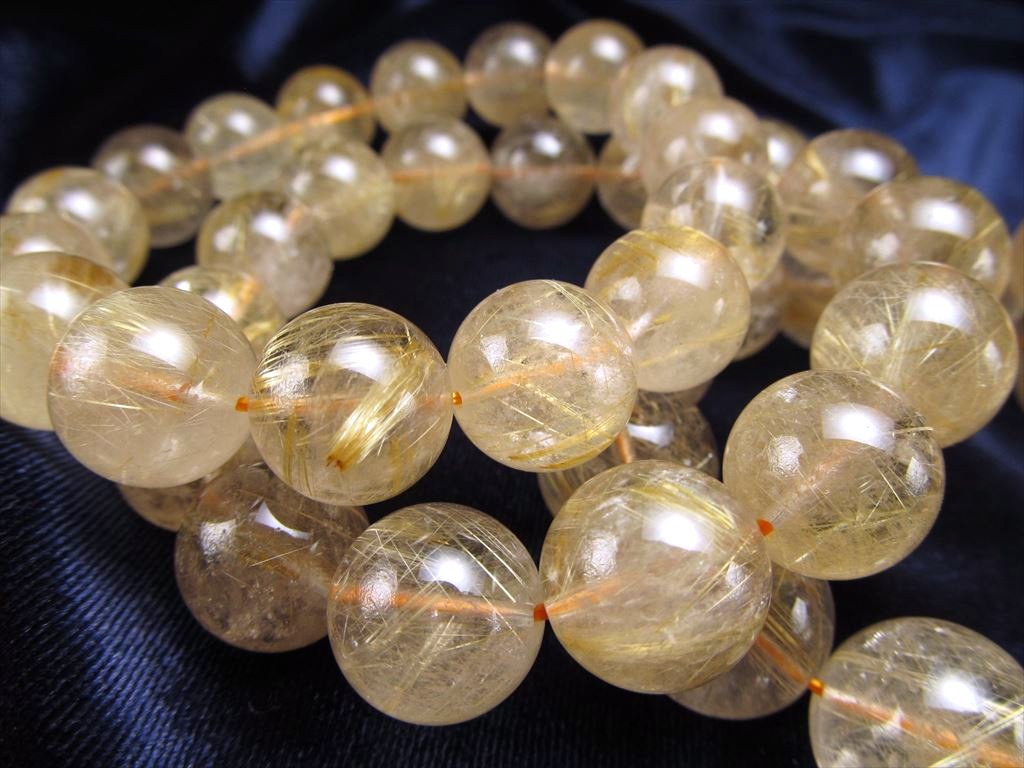 針美しさと透明度抜群　高品質　ゴールドルチルブレスレット　2 再販✕2□高透明！高品質ゴールドルチルクォーツ ブレスレット約