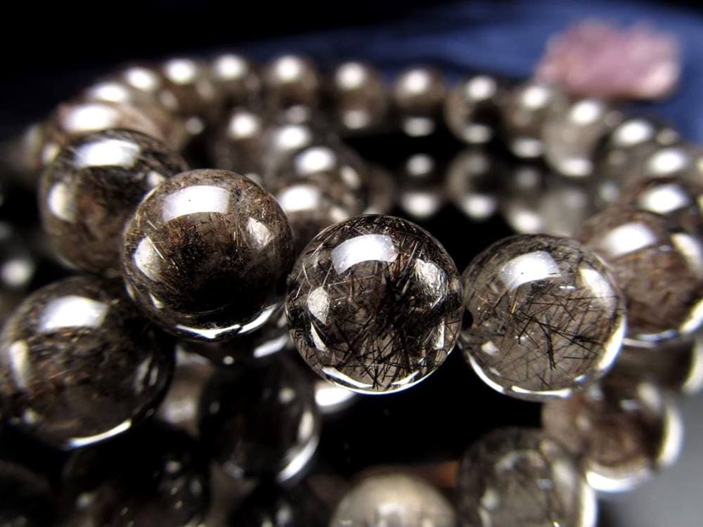 二酸化チタン針 ブラック ルチルクォーツ ブレスレット ルチレイテッドクォーツ