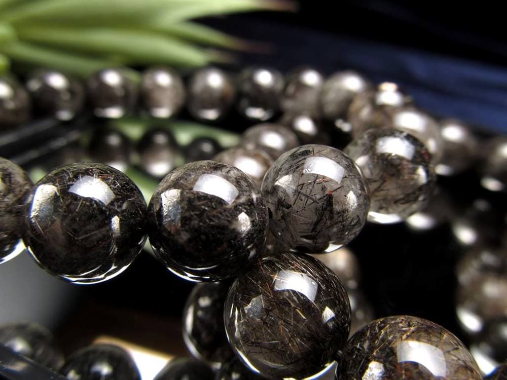 二酸化チタン針 ブラック ルチルクォーツ ブレスレット ルチレイテッドクォーツ