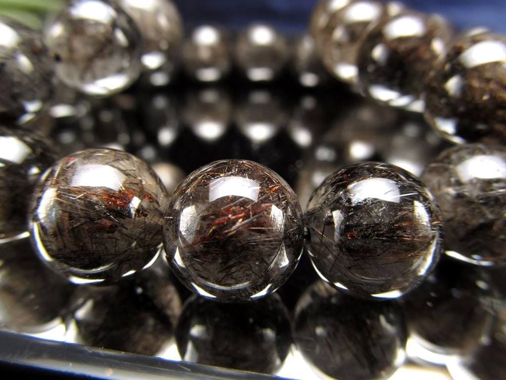 二酸化チタン針 ブラック ルチルクォーツ ブレスレット ルチレイテッドクォーツ