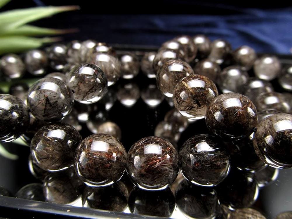 二酸化チタン針 ブラック ルチルクォーツ ブレスレット ルチレイテッドクォーツ