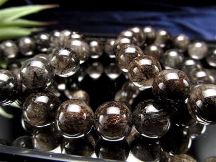 二酸化チタン針 ブラック ルチルクォーツ ブレスレット ルチレイテッドクォーツ