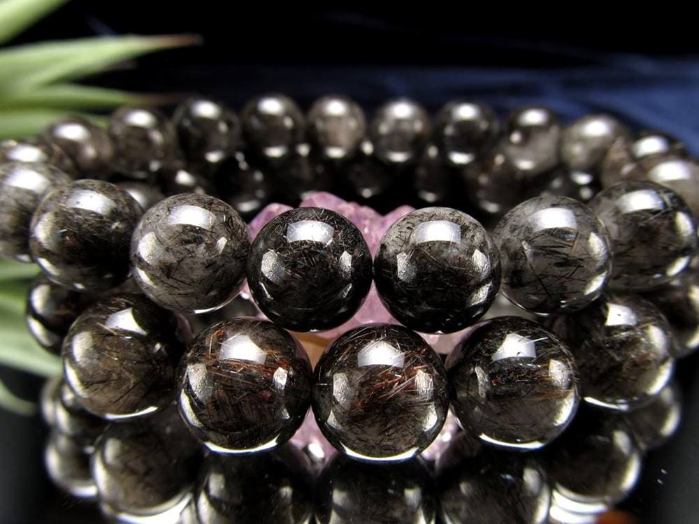 二酸化チタン針 ブラック ルチルクォーツ ブレスレット ルチレイテッドクォーツ