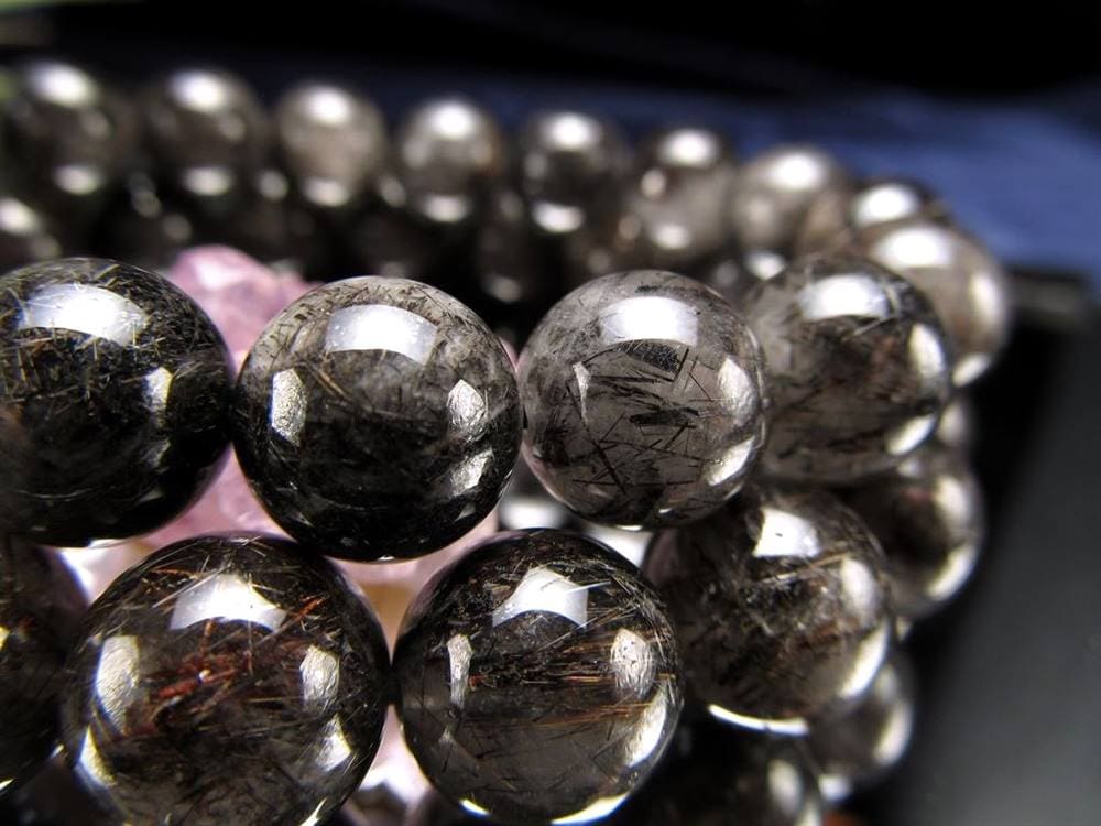 二酸化チタン針 ブラック ルチルクォーツ ブレスレット ルチレイテッドクォーツ