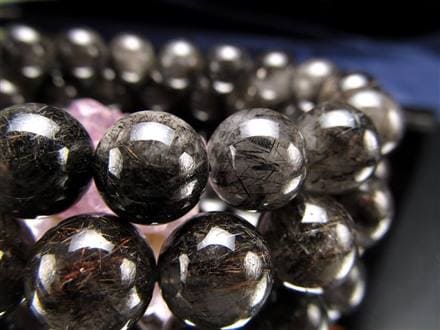 二酸化チタン針 ブラック ルチルクォーツ ブレスレット ルチレイテッドクォーツ