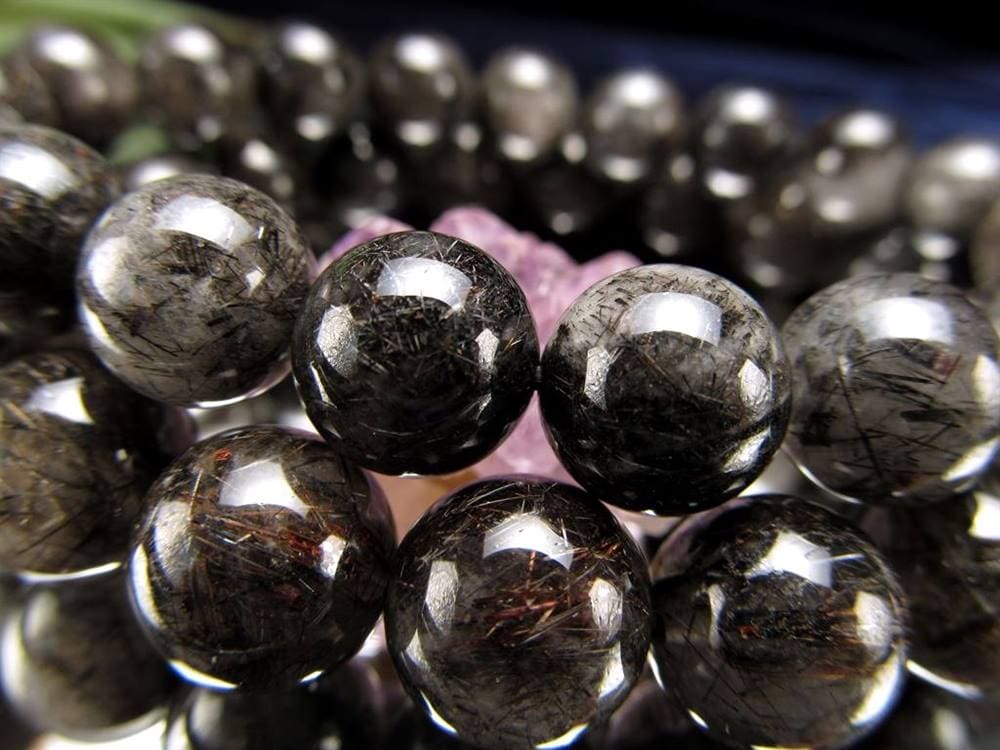 二酸化チタン針 ブラック ルチルクォーツ ブレスレット ルチレイテッドクォーツ