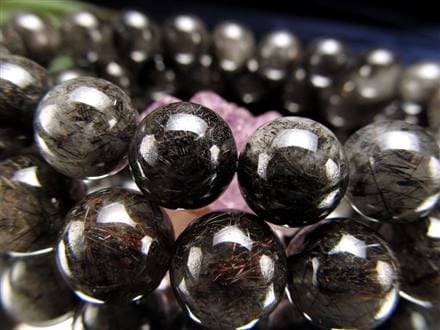 二酸化チタン針 ブラック ルチルクォーツ ブレスレット ルチレイテッドクォーツ