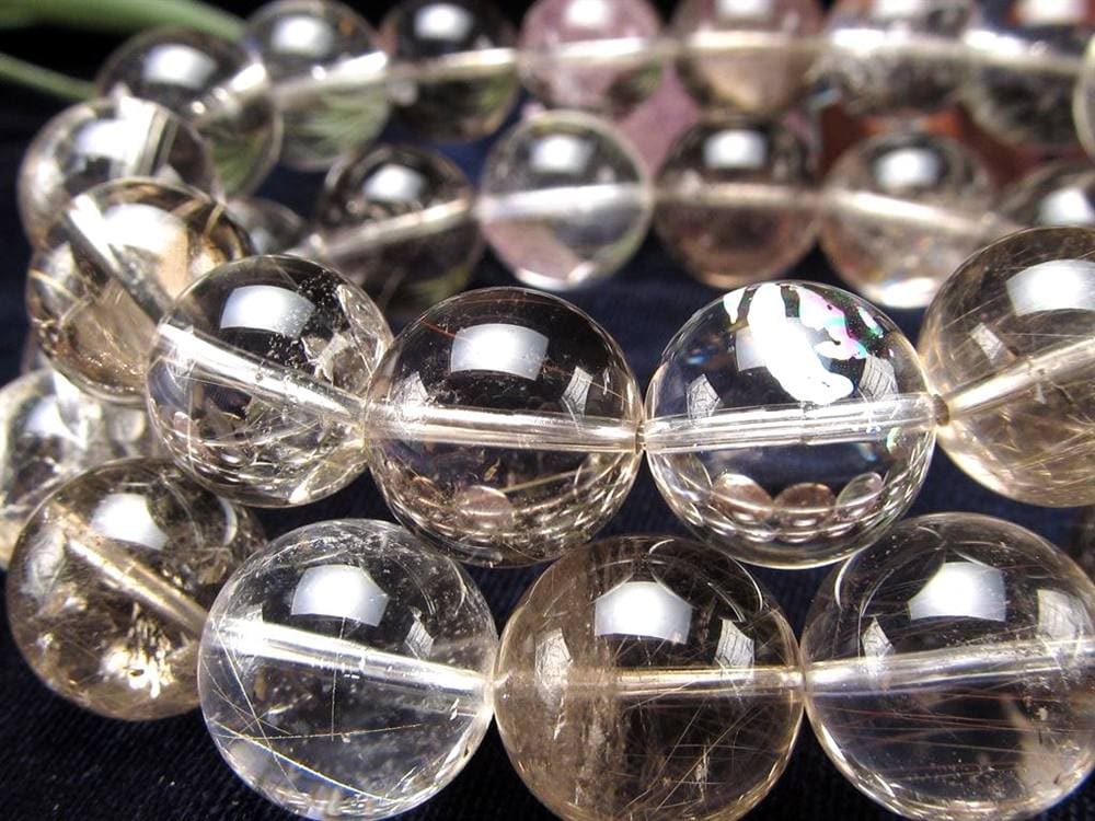 スモーキークォーツ 煙水晶 MIXルチル ブレスレット 虹入り