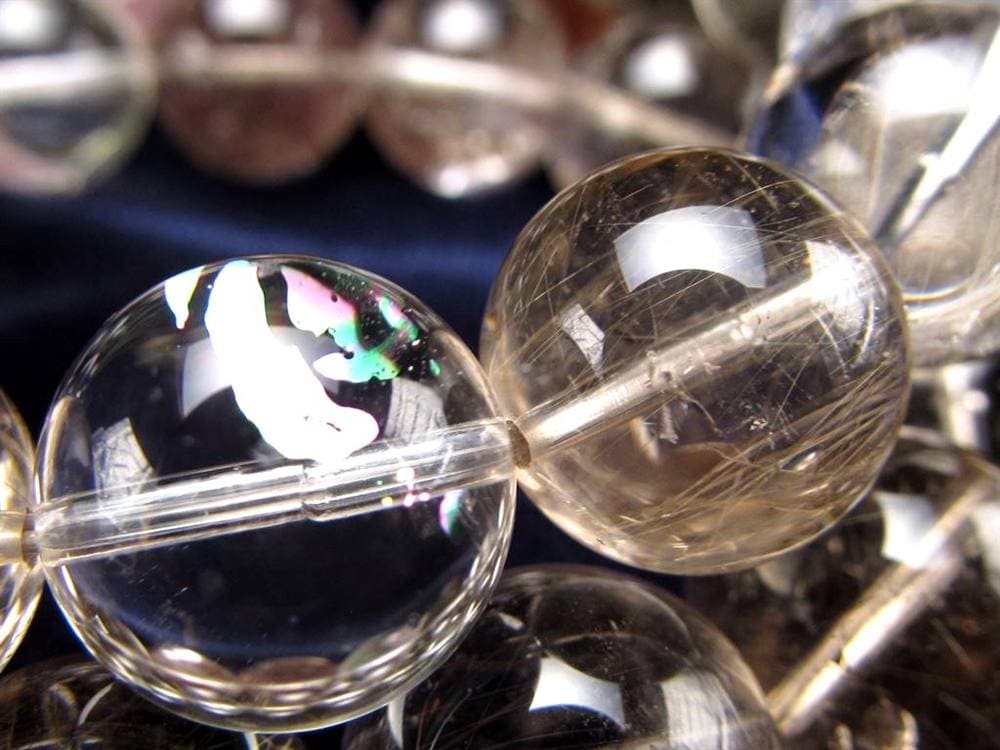 スモーキークォーツ 煙水晶 MIXルチル ブレスレット 虹入り