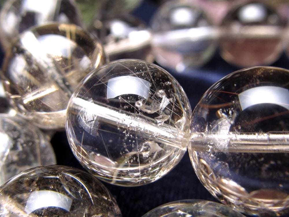 スモーキークォーツ 煙水晶 MIXルチル ブレスレット 虹入り