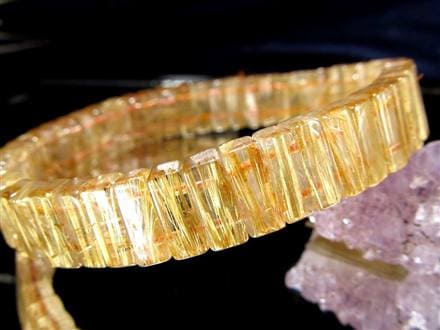 ルチルクォーツ バングル ブレスレット ゴールド タイチン