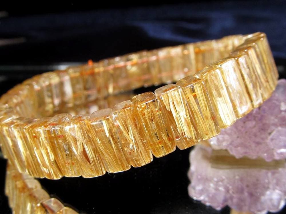 ルチルクォーツ バングル ブレスレット ゴールド タイチン