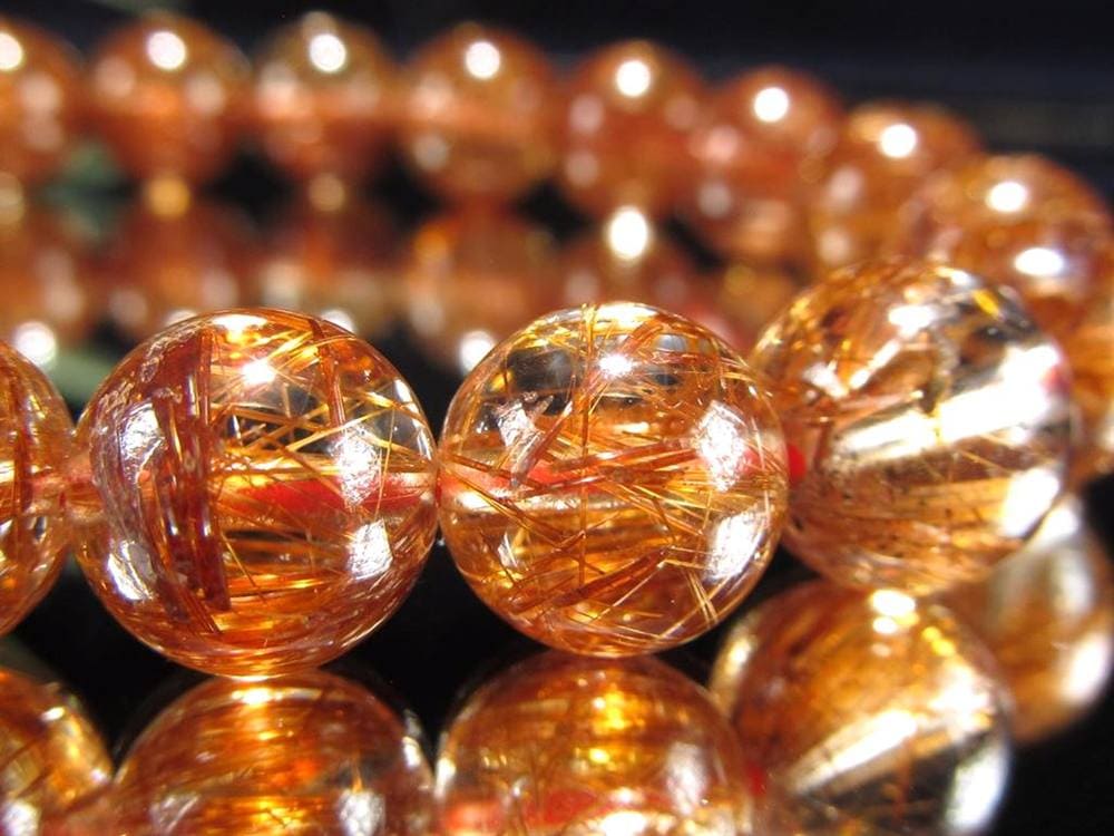 オレンジルチルクォーツ ブレスレット レッドルチルクォーツ ルチルレイデッドクォーツ 金運