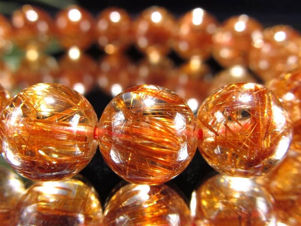 オレンジルチルクォーツ ブレスレット レッドルチルクォーツ ルチルレイデッドクォーツ 金運