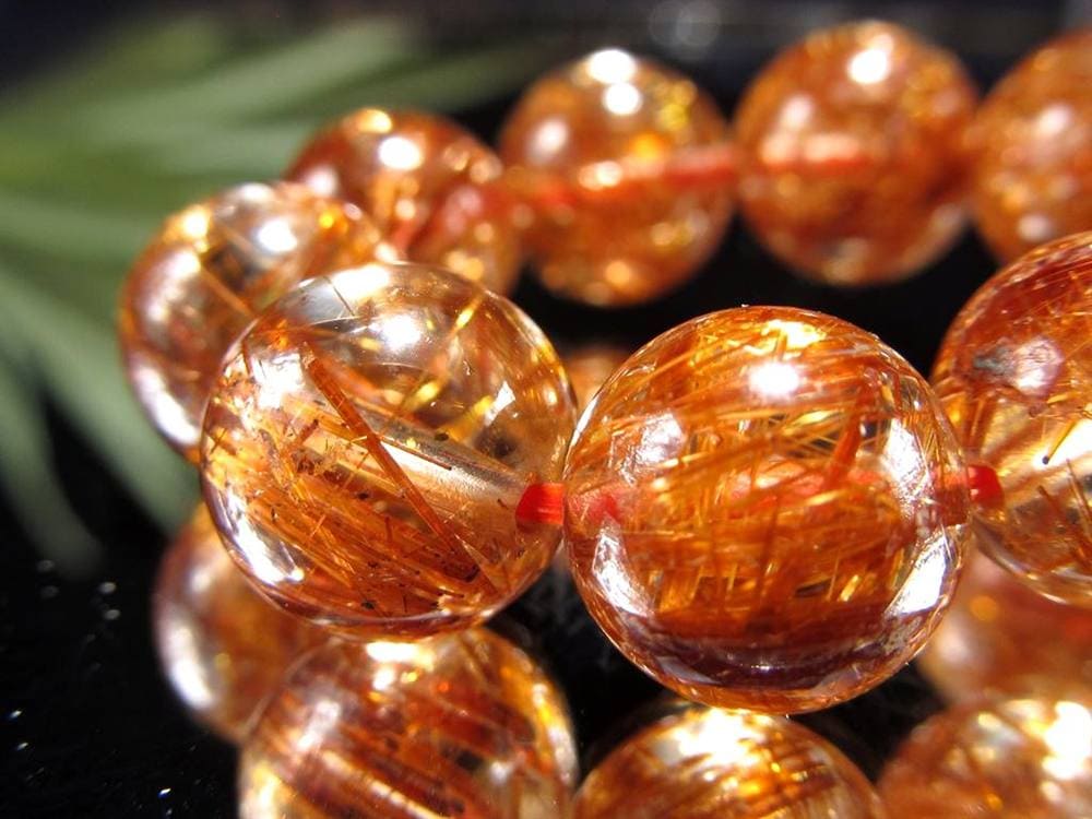 オレンジルチルクォーツ ブレスレット レッドルチルクォーツ ルチルレイデッドクォーツ 金運