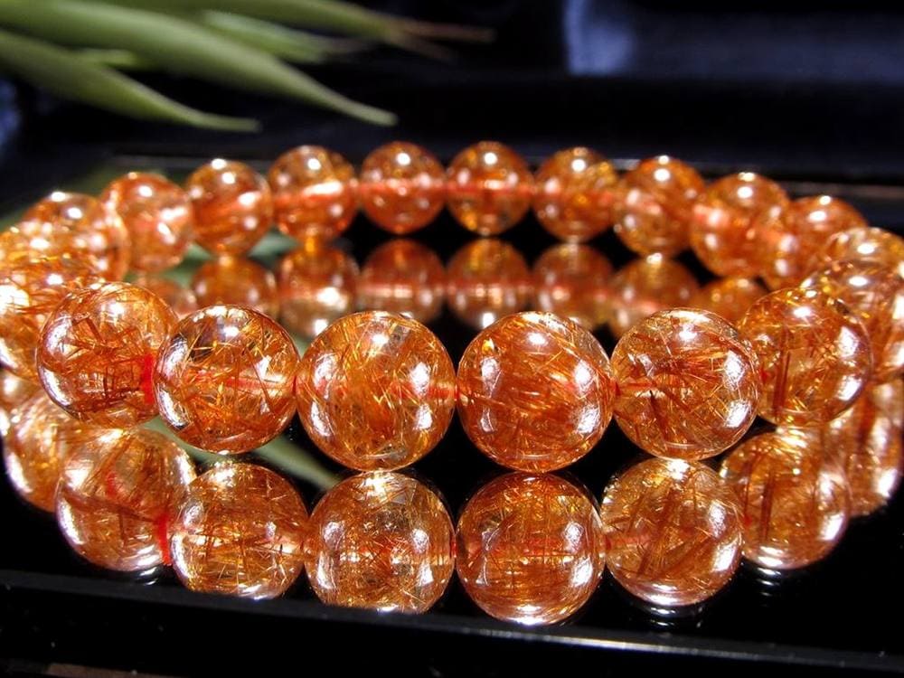 オレンジルチルクォーツ ブレスレット レッドルチルクォーツ ルチルレイデッドクォーツ 金運
