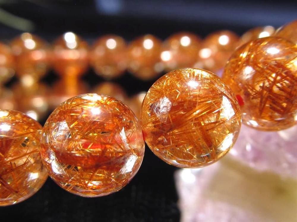 オレンジルチルクォーツ ブレスレット レッドルチルクォーツ ルチルレイデッドクォーツ 金運