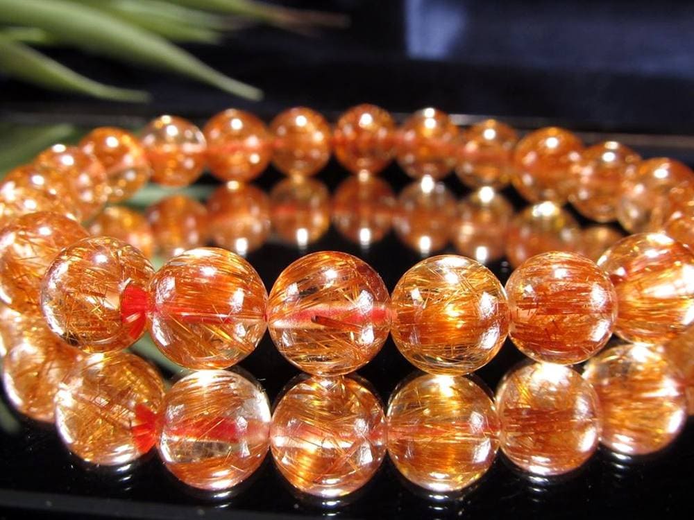 オレンジルチルクォーツ ブレスレット レッドルチルクォーツ ルチルレイデッドクォーツ 金運