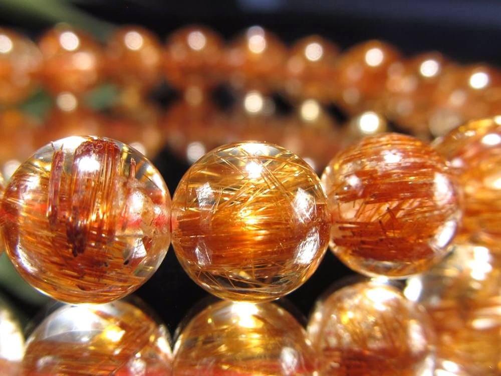 オレンジルチルクォーツ ブレスレット レッドルチルクォーツ ルチルレイデッドクォーツ 金運