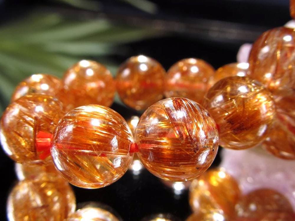 オレンジルチルクォーツ ブレスレット レッドルチルクォーツ ルチルレイデッドクォーツ 金運