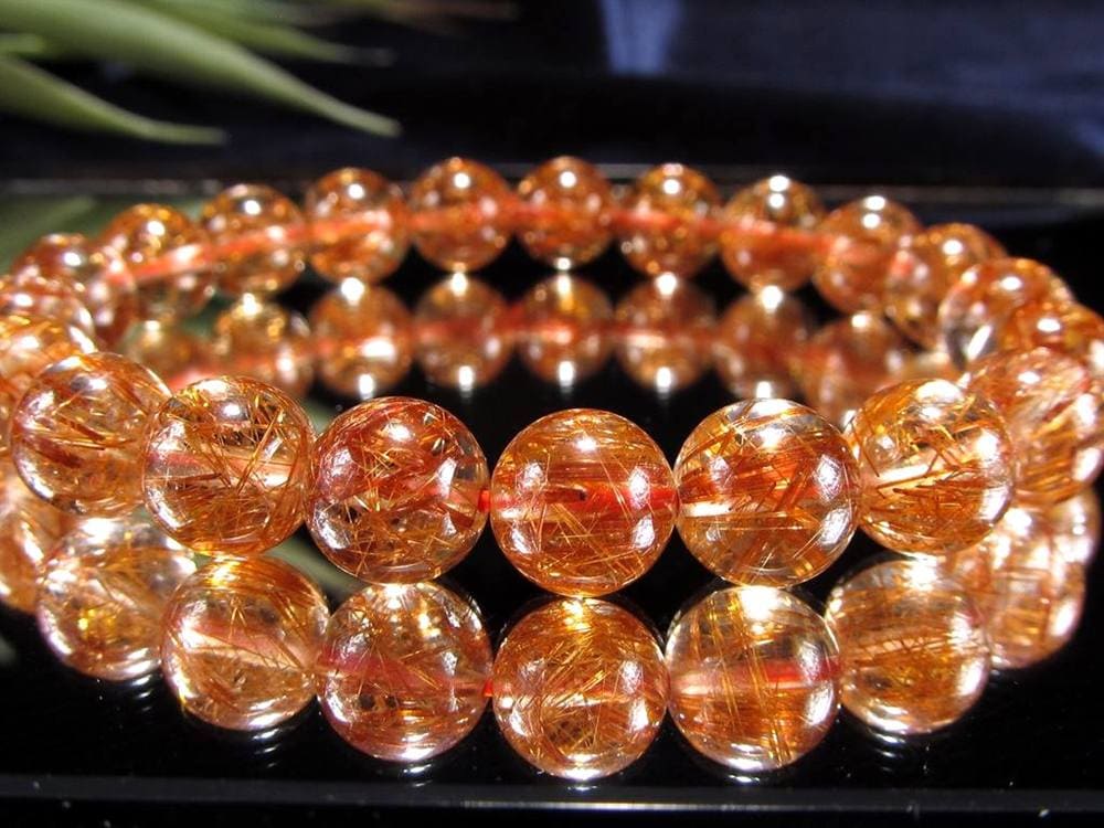 オレンジルチルクォーツ ブレスレット レッドルチルクォーツ ルチルレイデッドクォーツ 金運
