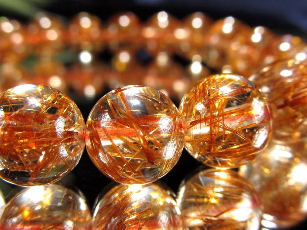 オレンジルチルクォーツ ブレスレット レッドルチルクォーツ ルチルレイデッドクォーツ 金運