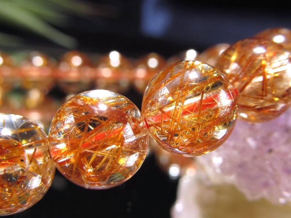 オレンジルチルクォーツ ブレスレット レッドルチルクォーツ ルチルレイデッドクォーツ 金運