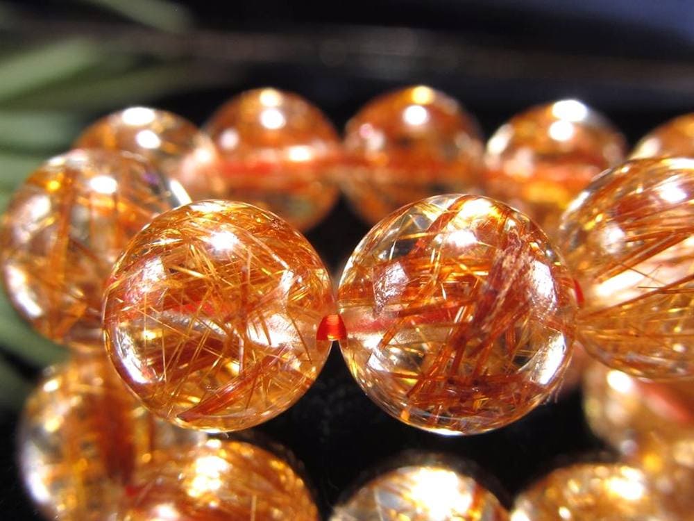 オレンジルチルクォーツ ブレスレット レッドルチルクォーツ ルチルレイデッドクォーツ 金運