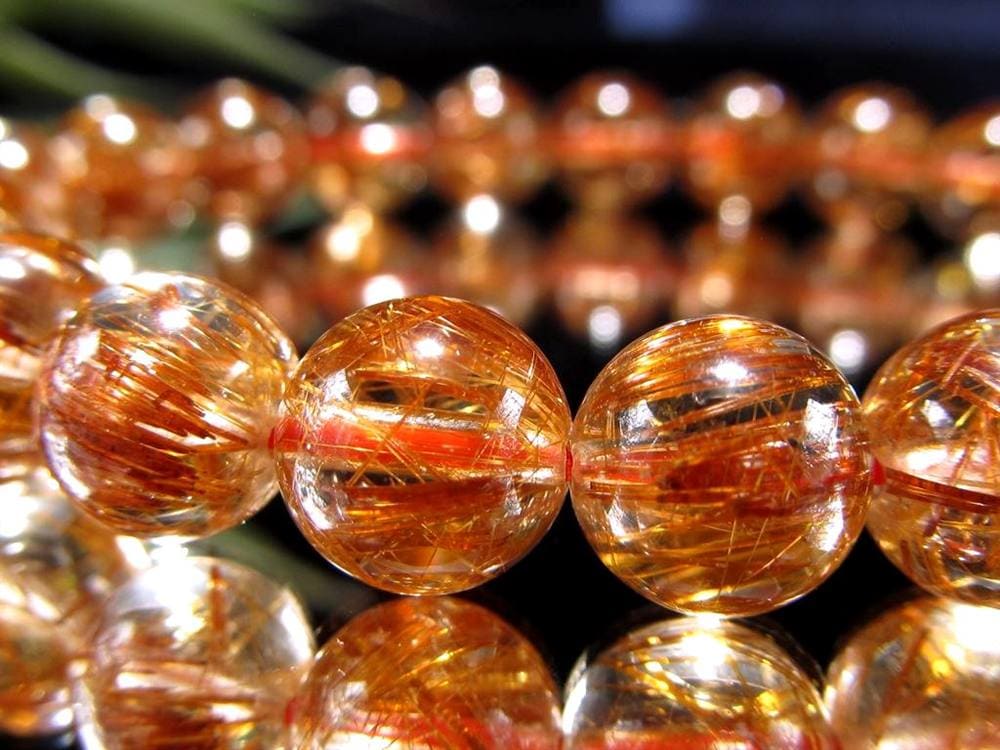 オレンジルチルクォーツ ブレスレット レッドルチルクォーツ ルチルレイデッドクォーツ 金運