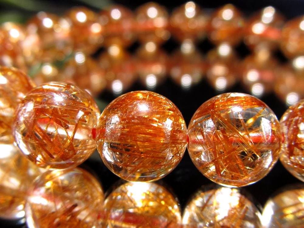 オレンジルチルクォーツ ブレスレット レッドルチルクォーツ ルチルレイデッドクォーツ 金運