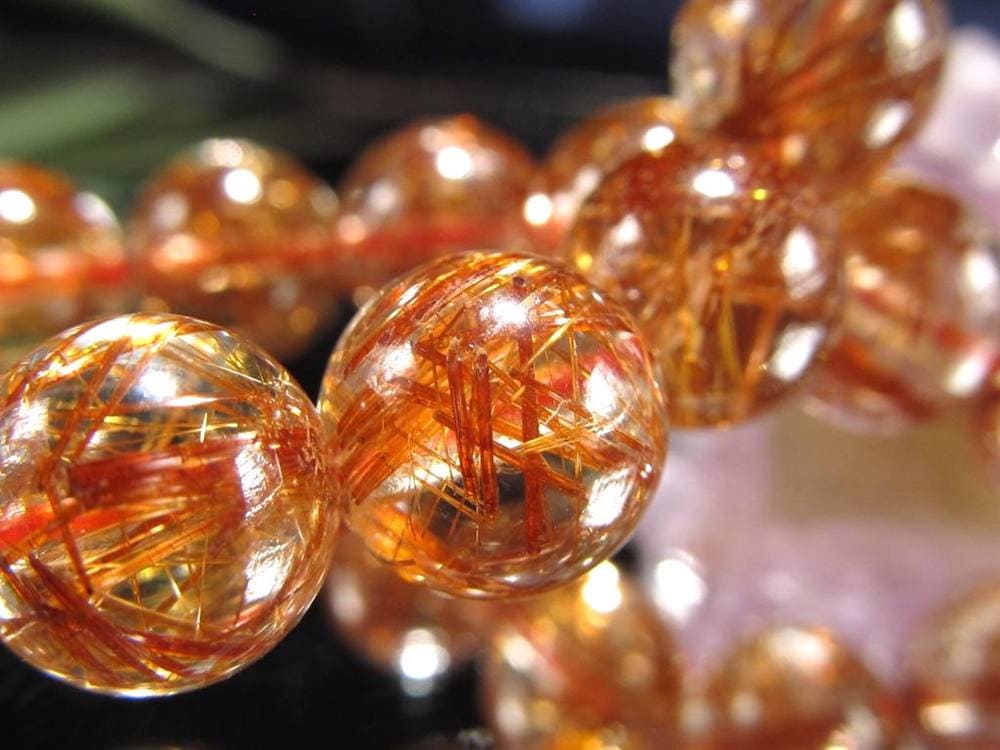 オレンジルチルクォーツ ブレスレット レッドルチルクォーツ ルチルレイデッドクォーツ 金運
