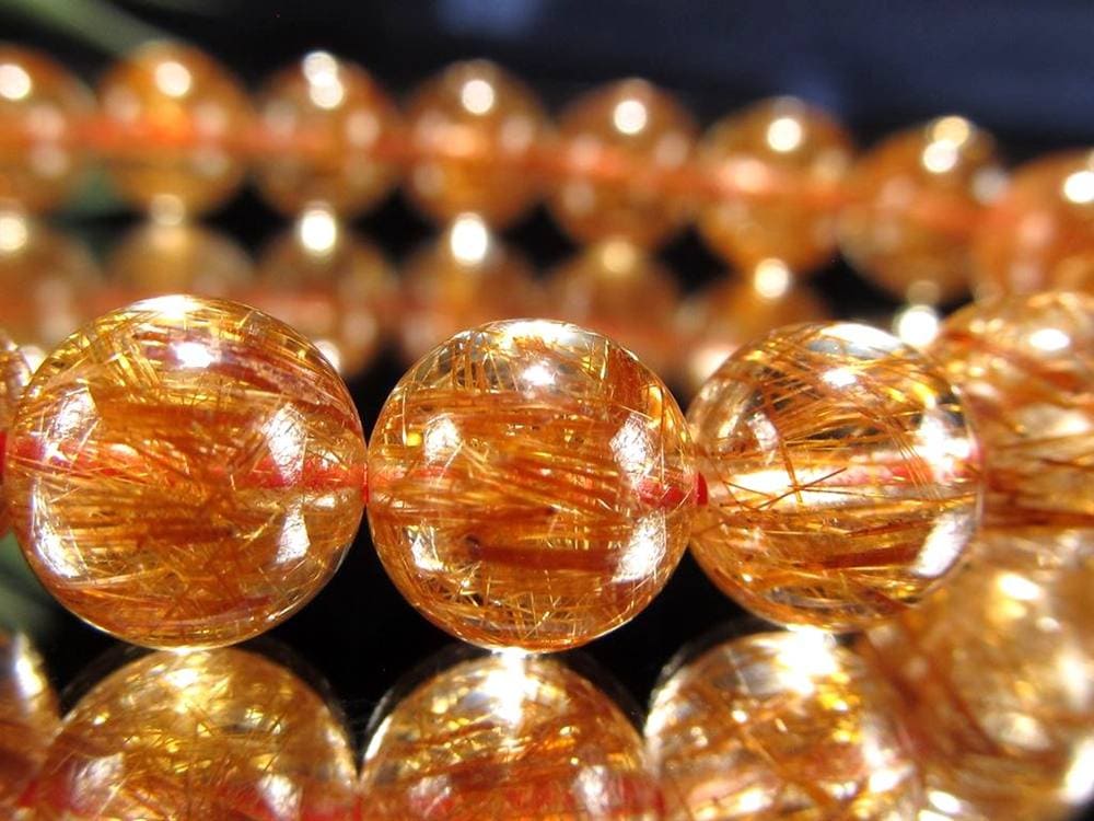 オレンジルチルクォーツ ブレスレット レッドルチルクォーツ ルチルレイデッドクォーツ 金運
