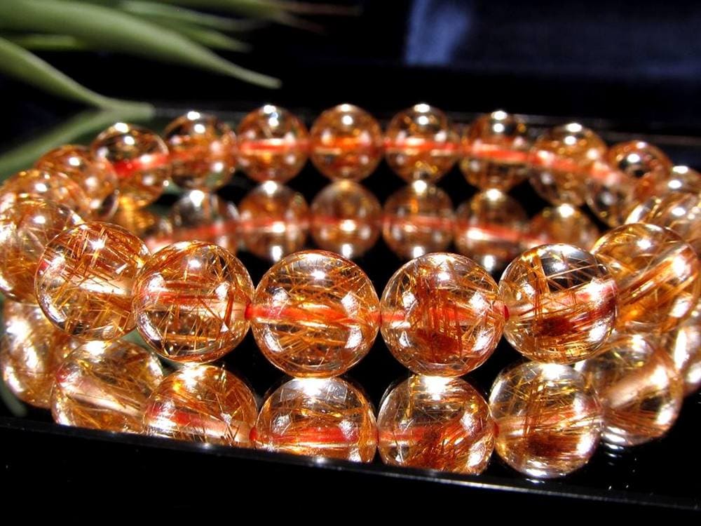 オレンジルチルクォーツ ブレスレット レッドルチルクォーツ ルチルレイデッドクォーツ 金運