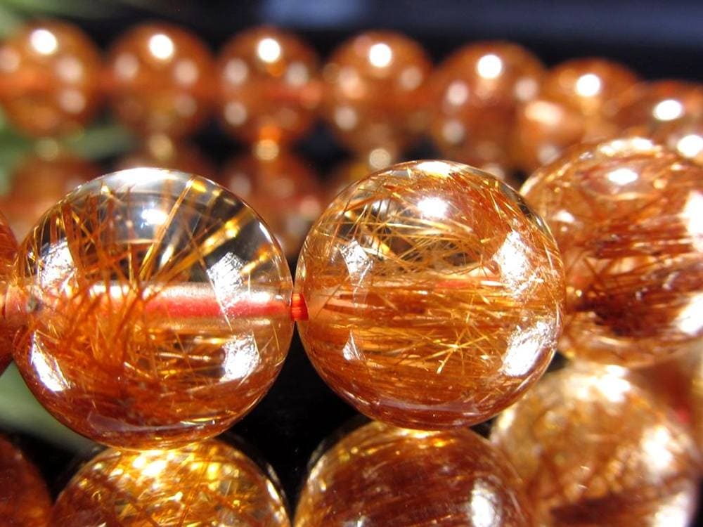 オレンジルチルクォーツ ブレスレット レッドルチルクォーツ ルチルレイデッドクォーツ 金運
