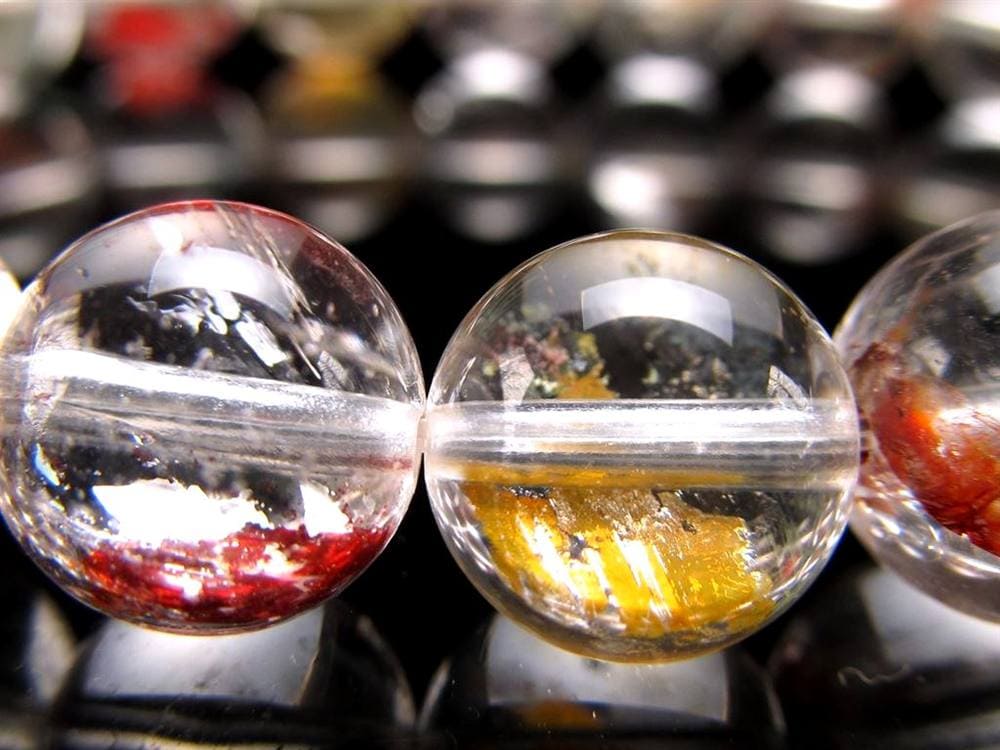 ライモナイトインクォーツ シンフォニックオーロラクォーツ 褐鉄鉱入り水晶 ブレスレット