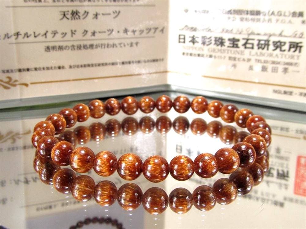 オレンジキャッツアイルチル ブレスレット キャッツアイルチルクォーツ ルチルレイテッドクォーツ ルチルの王様