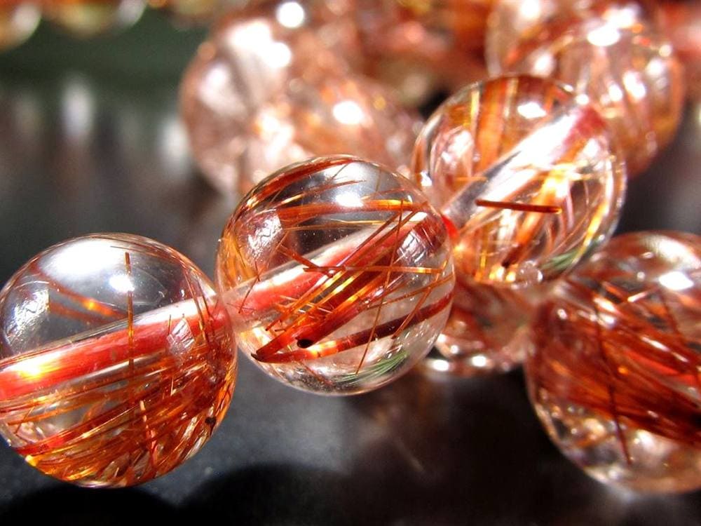 オレンジルチルクォーツ ブレスレット レッドルチルクォーツ ルチルレイデッドクォーツ 金運