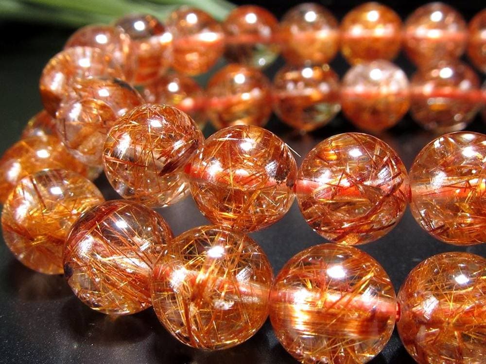 オレンジルチルクォーツ ブレスレット レッドルチルクォーツ ルチルレイデッドクォーツ 金運