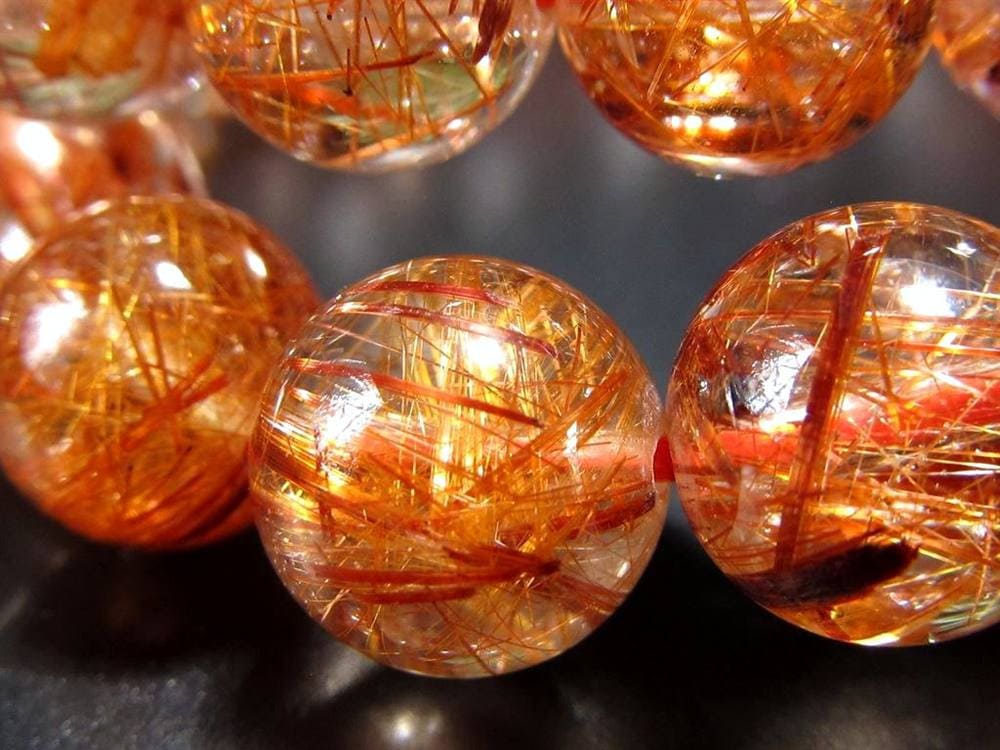 オレンジルチルクォーツ ブレスレット レッドルチルクォーツ ルチルレイデッドクォーツ 金運