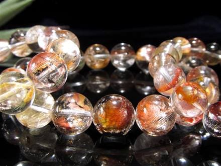 ライモナイトインクォーツ シンフォニックオーロラクォーツ 褐鉄鉱入り水晶 ブレスレット