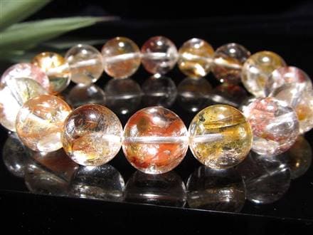 ライモナイトインクォーツ シンフォニックオーロラクォーツ 褐鉄鉱入り水晶 ブレスレット